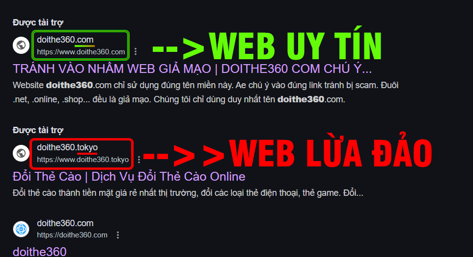 CẢNH BÁO WEBSITE GIẢ MẠO DOITHE360.COM ĐỂ LỪA ĐẢO